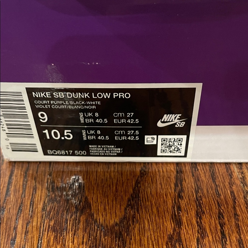 Nike SB Dunk Low Pro Court Purple Black White - Picture 2 of 7